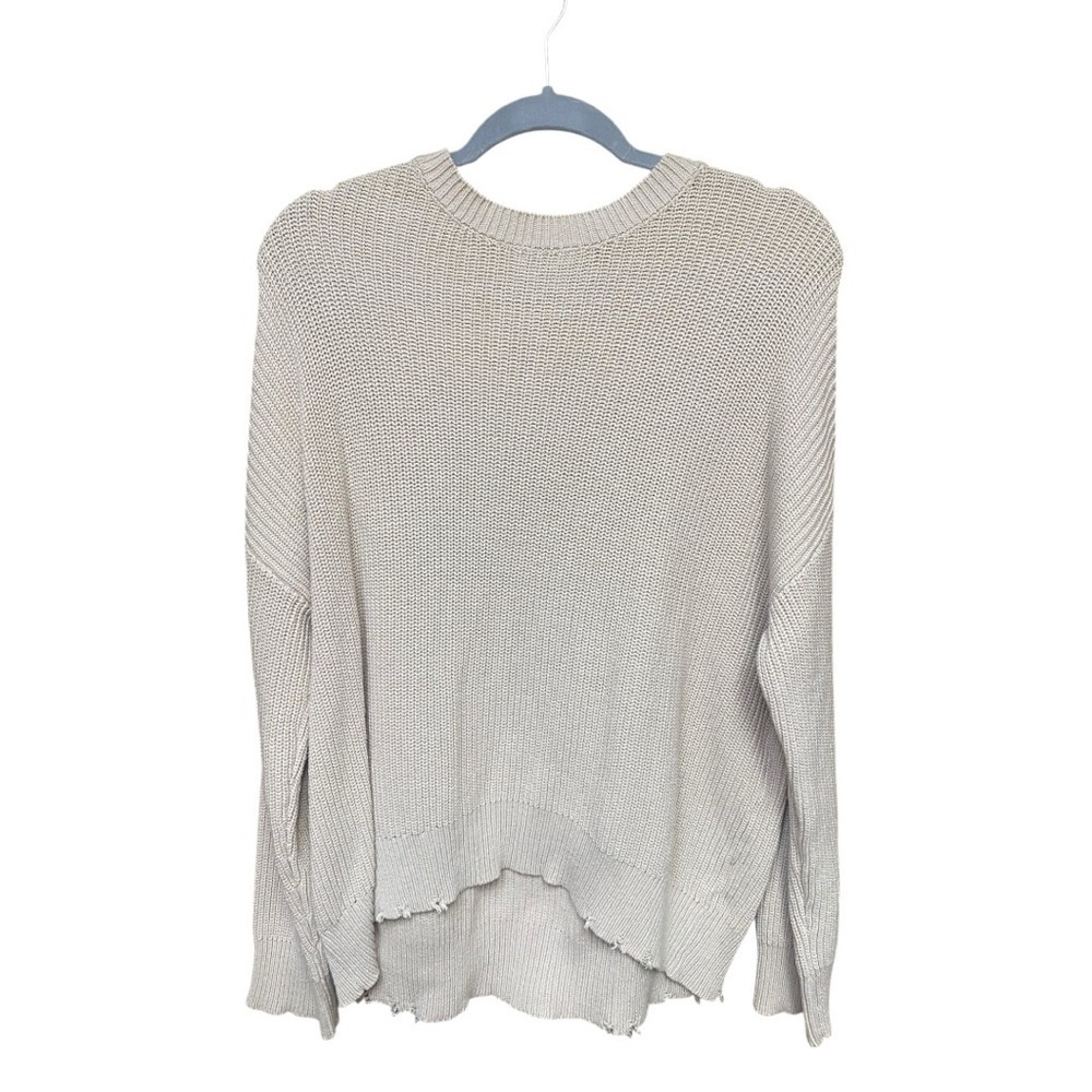 Olivaceous Women's Cream Raw HemPullover Sweater I Size:L